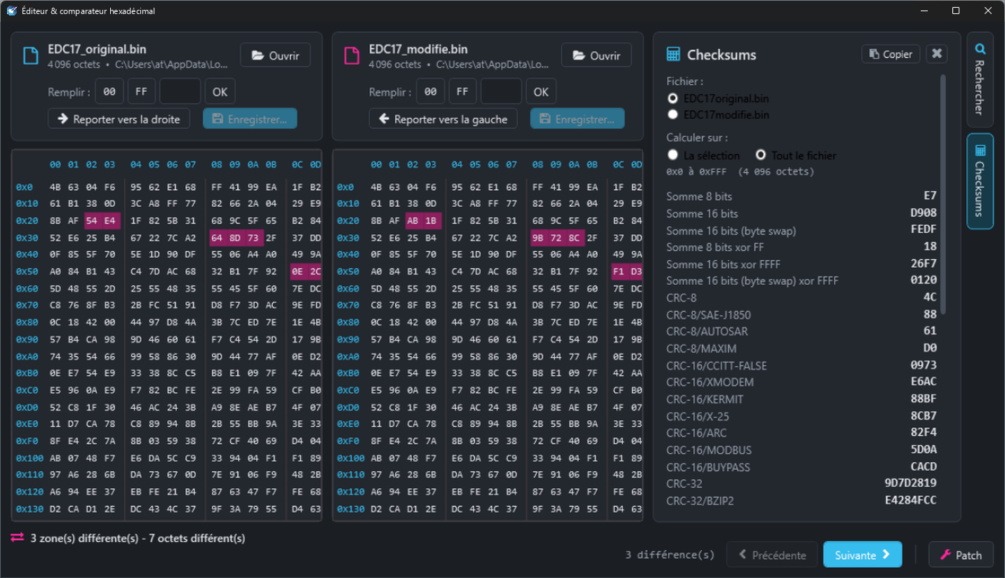 RocketDump EVO — Éditeur & comparateur hexadécimal